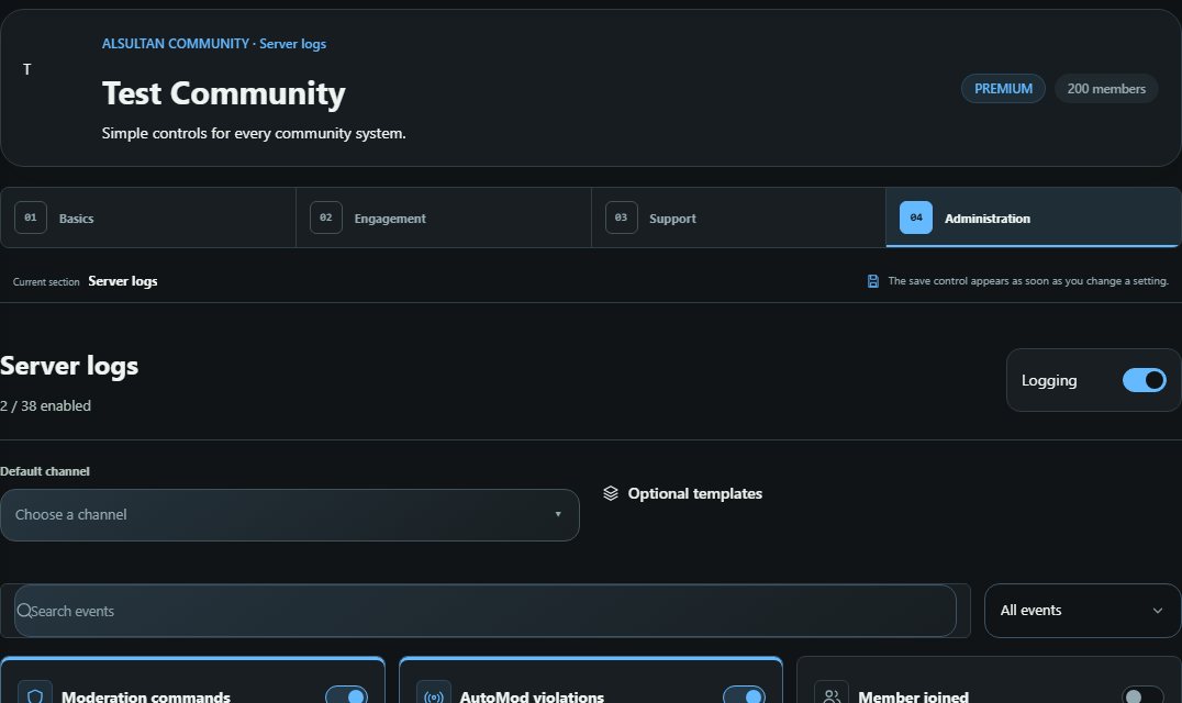 Community dashboard: Every event, in its place.